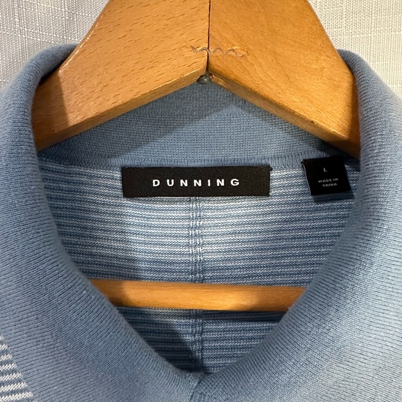 DUNNING Fairfield Short Sleeve Polo Sweater Cashmere Blue/Blue Shadow in Large - Picture 5 of 11